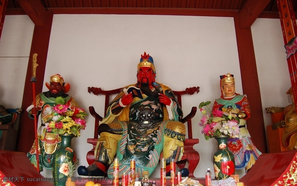 湖北省 当阳市 玉泉寺 关帝庙 关羽 雕像 三国志 中华文化 宗教信仰 文化艺术