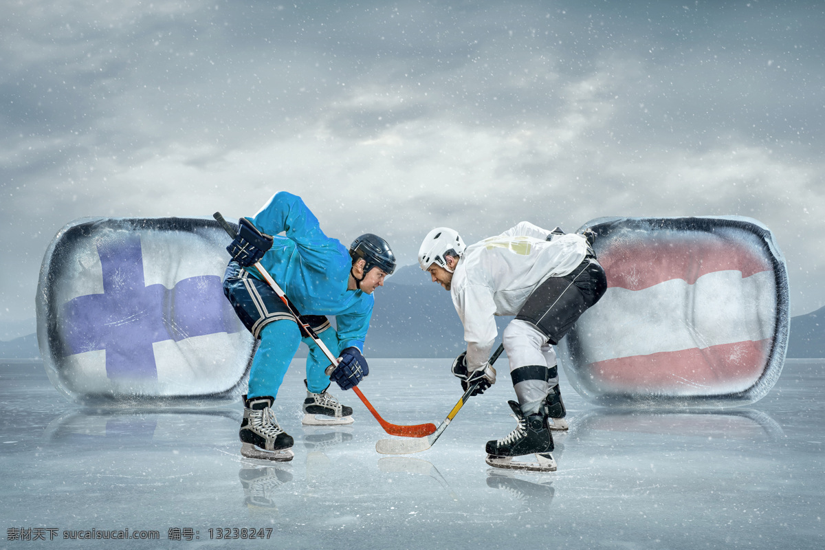 打球 人物 立体 冰块 国旗 灯光 球员 冰上曲棍球 冰上运动 运动 体育运动 生活百科