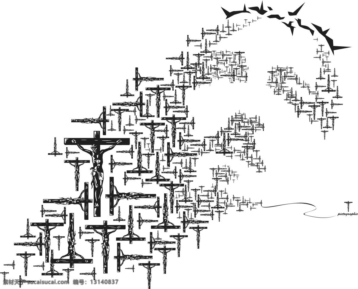 十字架 组成 人面像 插画免费下载 插画 免费 矢量图 耶稣十字架 其他矢量图