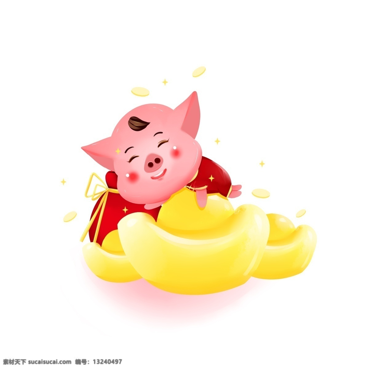 新年 立体 猪 ip 发财 红包 福 袋 促销 金币 购物 可爱猪 元宝 财富