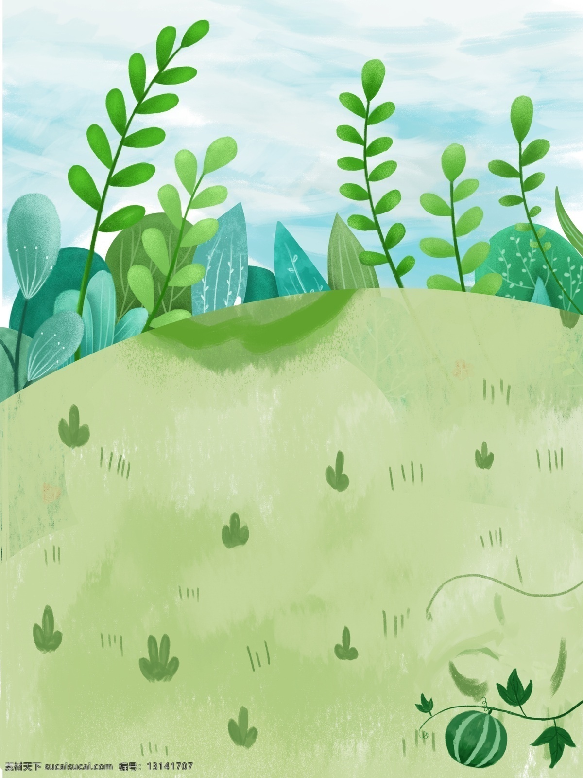 卡通 清新 风 植物 插画 背景 手绘背景 绿色背景 唯美背景 树林背景 森林背景 广告背景 背景素材 植物背景