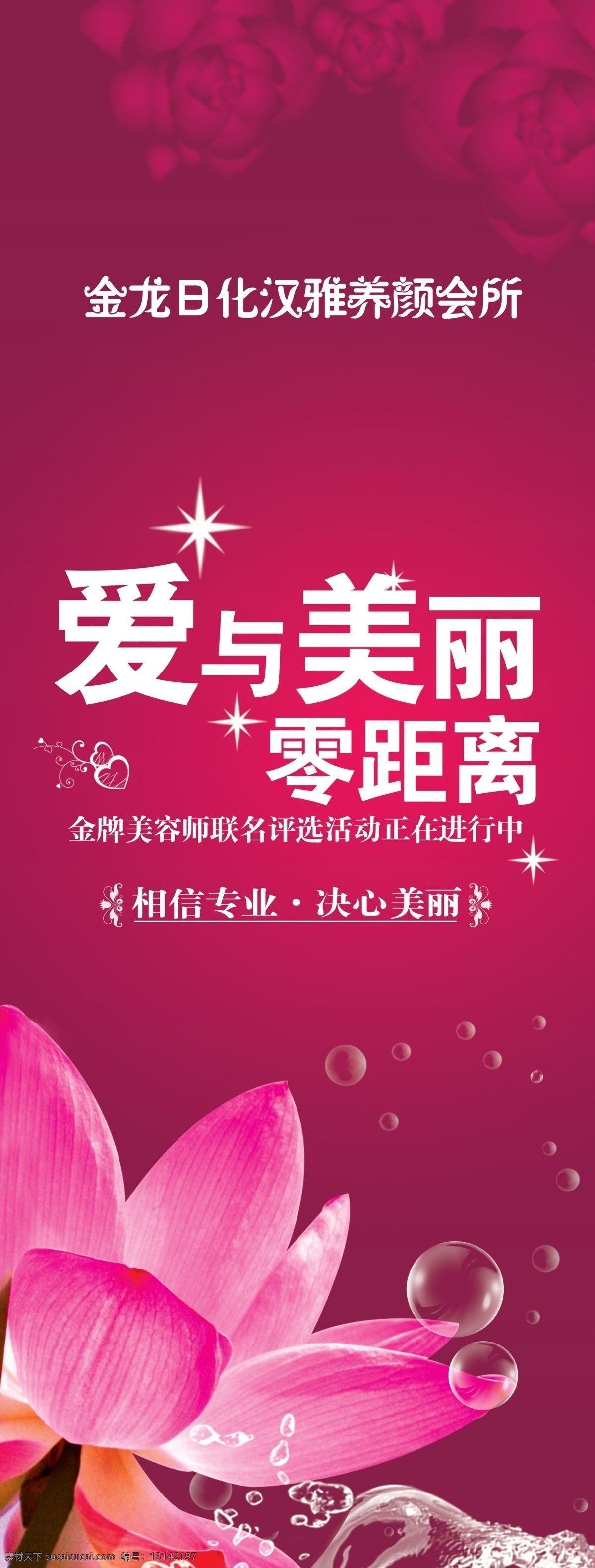 美容免费下载 分层 x展架 荷花 浪花 玫瑰 美容 气泡 星光 源文件 psd源文件