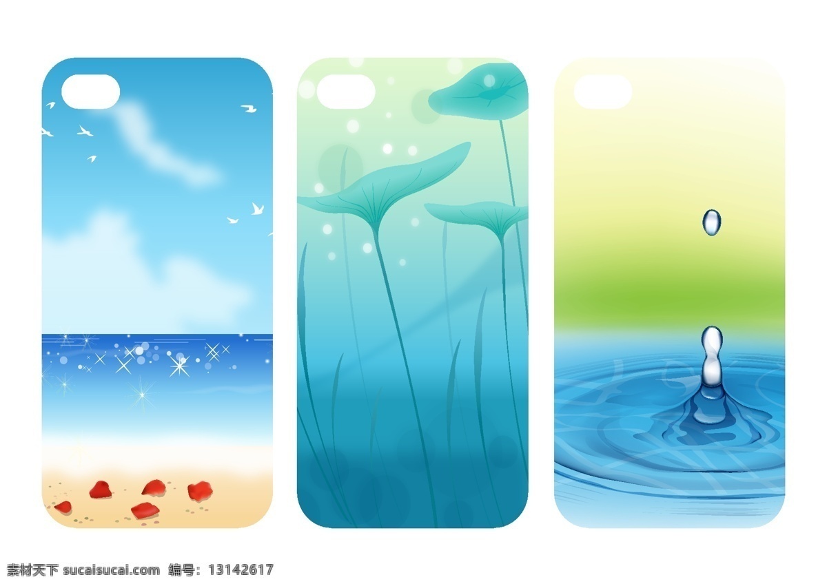 蓝色 河水 手机壳 水滴 矢量图