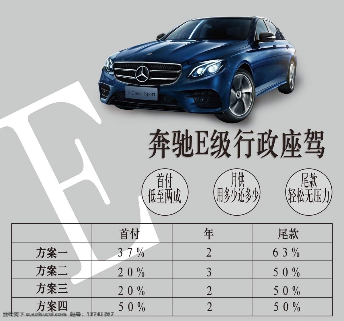奔驰e级 奔驰 轿车 金融方案 买车方案