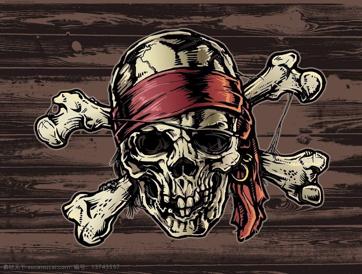 海盗骷髅图案 海盗骷髅 矢量骷髅 时尚潮流图案 印花图案 底纹边框 矢量素材 黑色