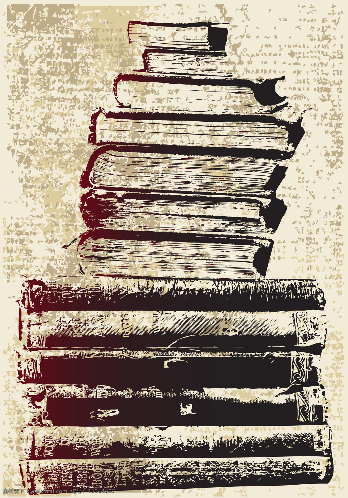 插画 复古 绘画书法 欧美 破旧 书籍 图案 设计素材 模板下载 插画书籍图案 文化艺术 插画集