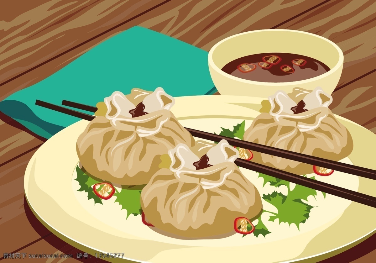 饺子矢量素材 盘子 筷子 酱油水 配料 水饺 饺子 矢量素材 用餐 美食