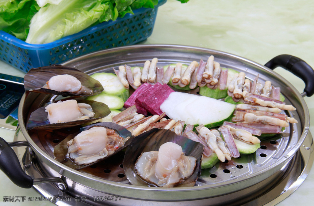 扇贝 海螺 紫薯 丝瓜 海鲜套餐 虫子海螺 大扇贝 海鲜 海鲜大餐 餐饮美食 传统美食
