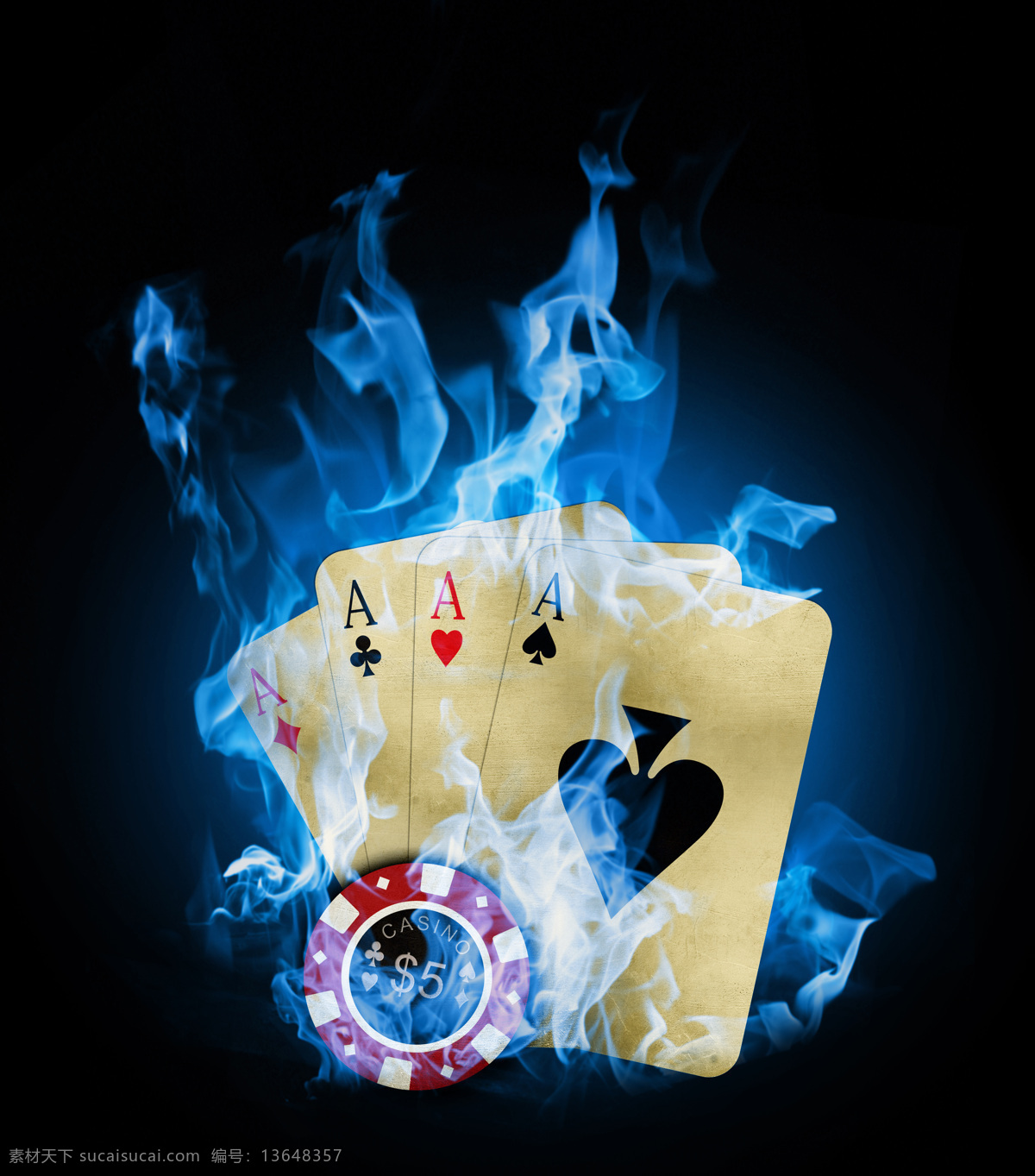 蓝色 火焰 扑克 火焰扑克 赌博 燃烧的火焰 扑克牌 高清图片 蓝色火焰 火焰图片 生活百科