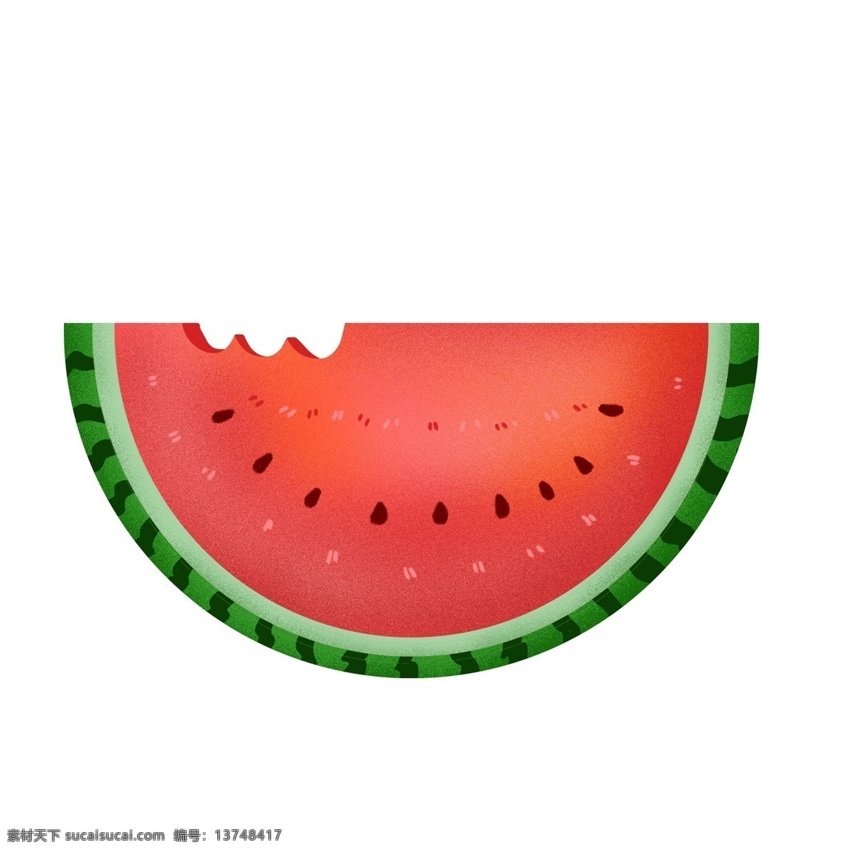 卡通 手绘 一块 小 西瓜 元素 红色 创意 清新 一块西瓜 水果 夏日
