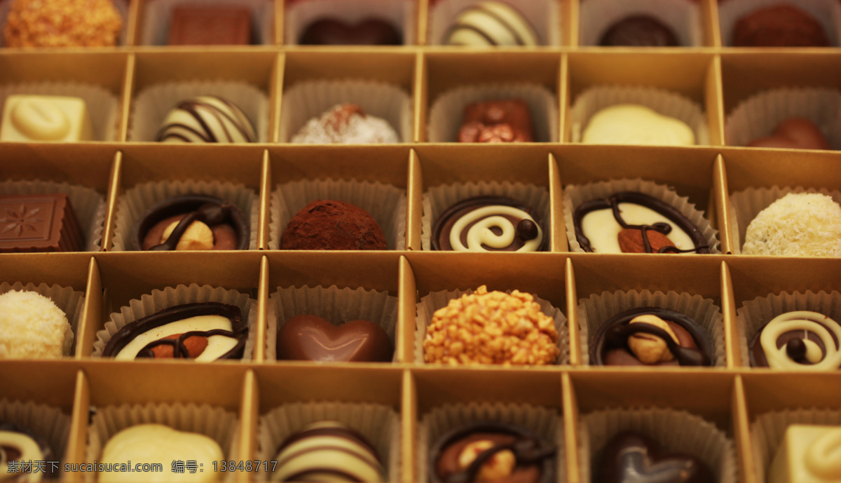 盒子 里 各种 糖果 巧克力糖果 巧克力 朱古力 巧克力美食 巧克力糖 美味 美食图片 餐饮美食