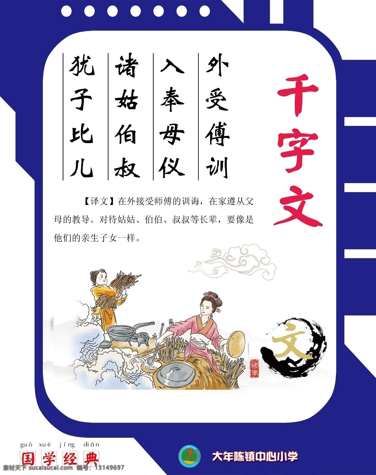千字文 弟子规 三字经 百家 百家姓 经典古文 学校 小学 展板 走廊文化 校园文化 分层