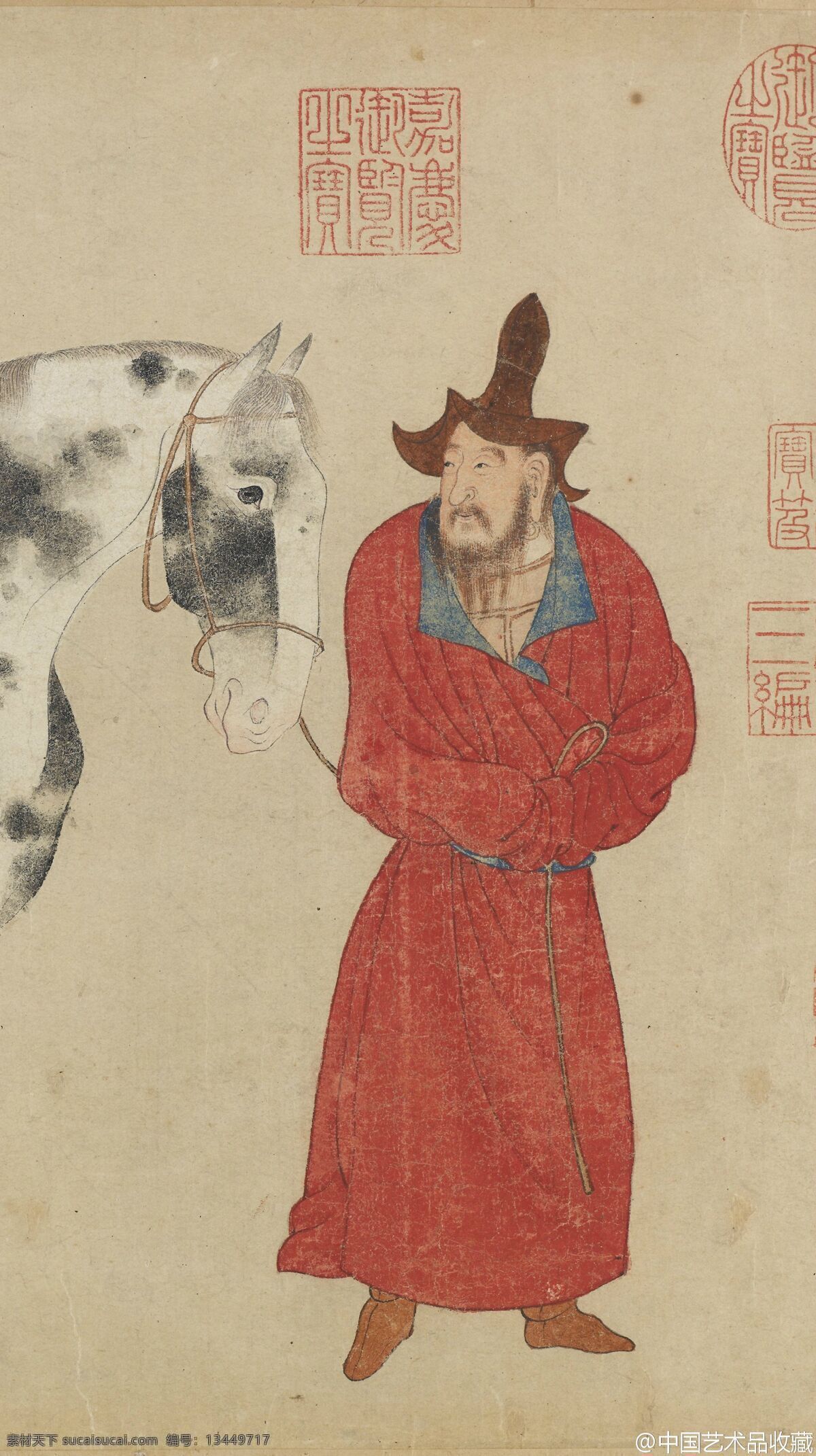 工笔画 李公麟 历史名画 线描 白描 兰 线描稿 黄色