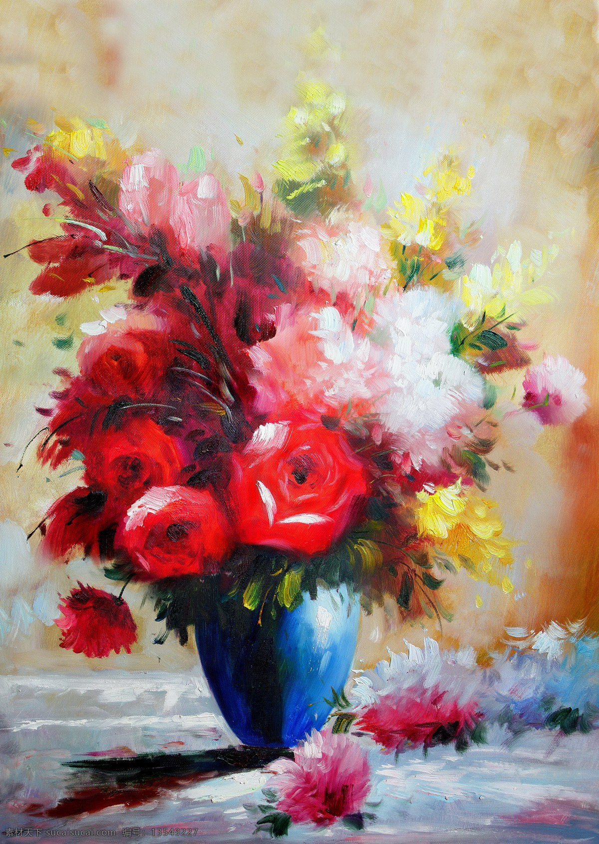花瓶 花朵 油画 印象派油画 绘画艺术 装饰画 书画文字 文化艺术