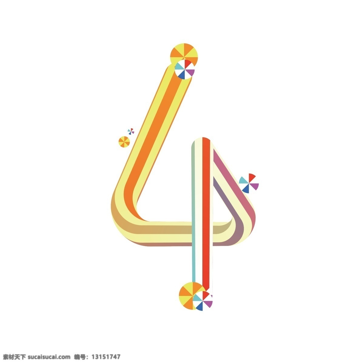 双十 倒计时 数字4 糖果字 字体设计 创意设计 彩虹字