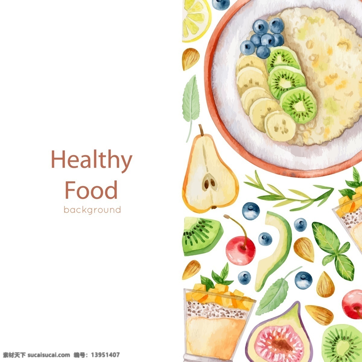矢量健康食物 手绘食物 水彩食物 矢量水果蔬菜 健康食品 健康餐 矢量水果 卡通水果 手绘水果 水果插画 水彩樱桃 水彩雪梨 矢量食物 卡通食物 美食 食物插画 食物 生活百科 餐饮美食