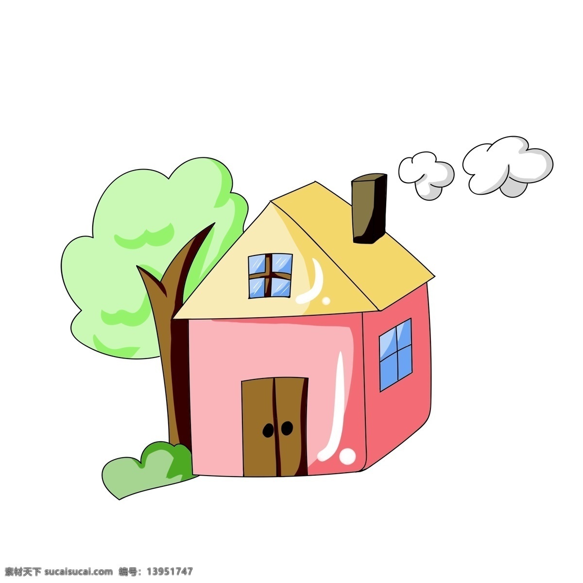 卡通 长方形 房屋 插图 红色图案 长方形房屋 精美的房屋 房屋建筑 农村建筑 房子 物资 简约 花园