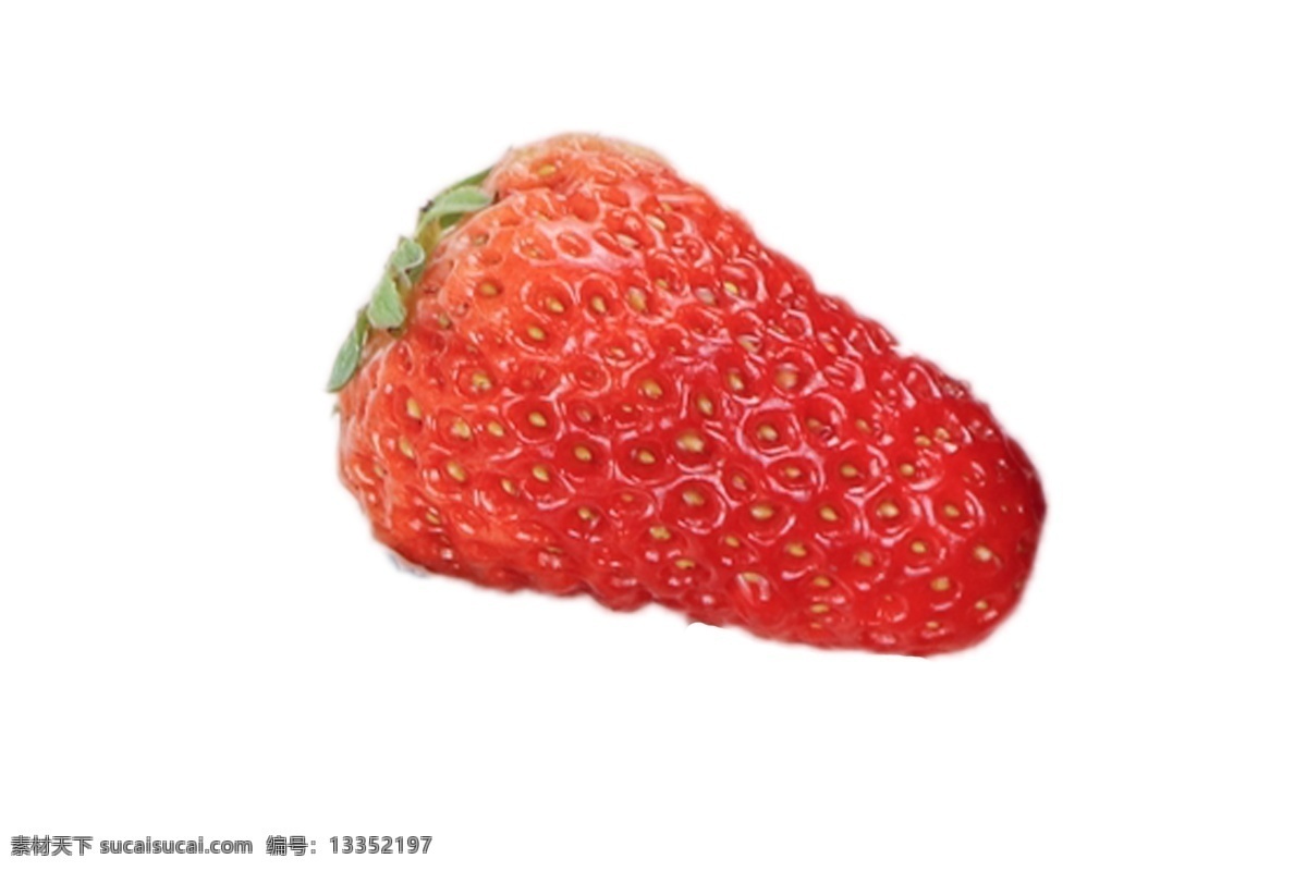 一个草莓 红色 喜欢 水果 绿色食品