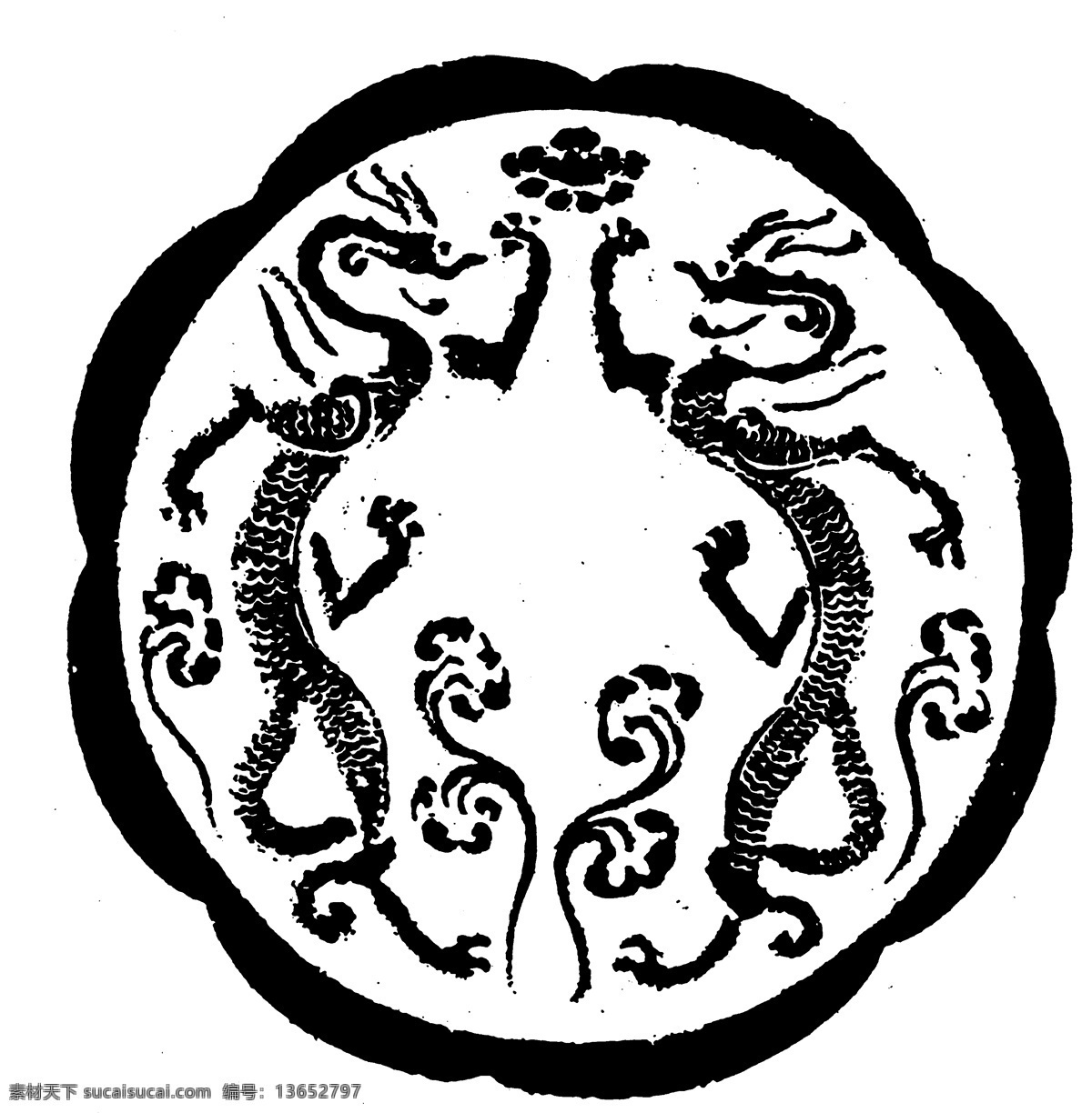 龙凤图案 隋唐五代图案 中国 传统 图案 设计素材 龙凤图纹 装饰图案 书画美术 白色