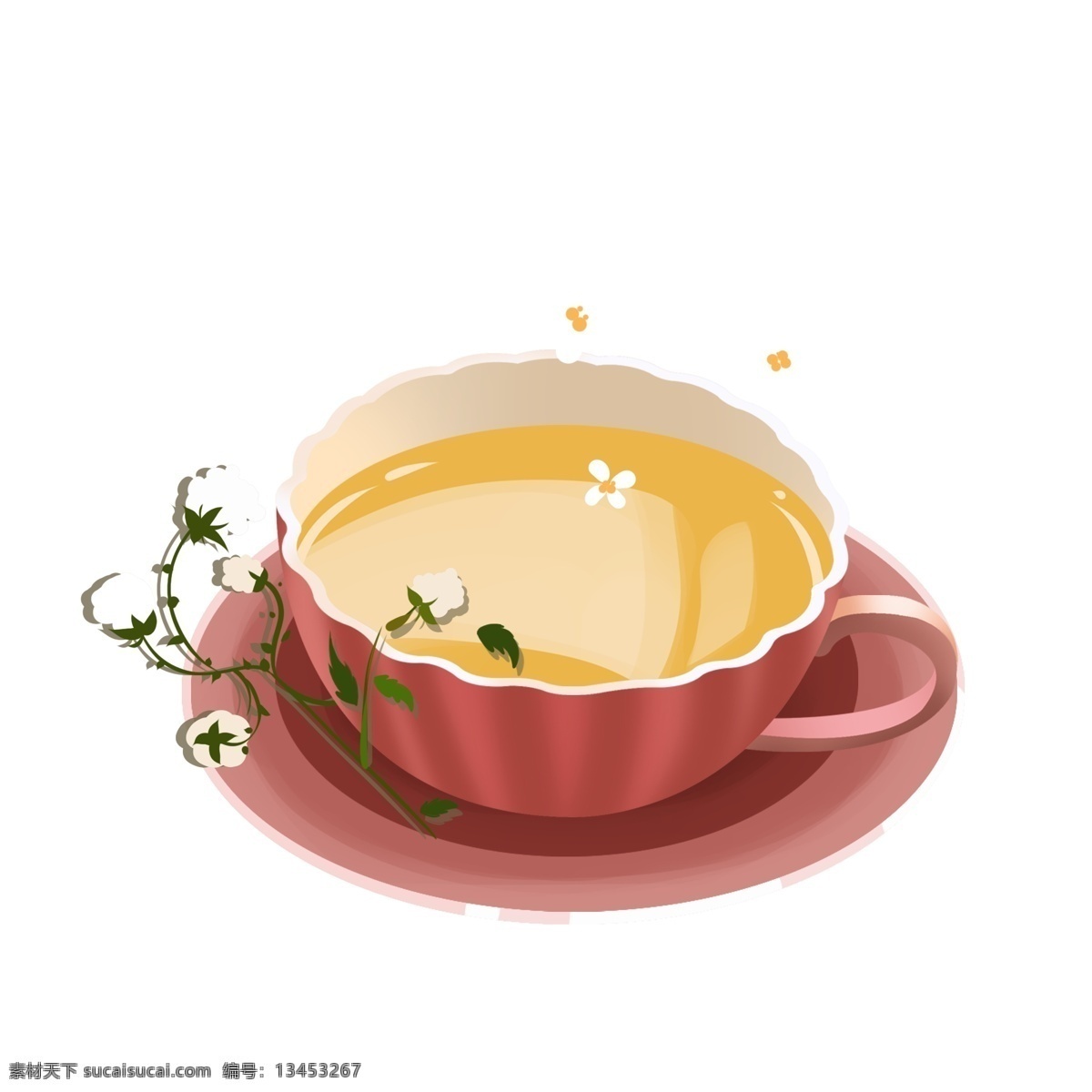 茶文化 茶碗 茶碟 插画 卡通唯美茶碗 粉色茶具 陶器 茶道 工艺品 花朵装饰 茶碗插画 碟子