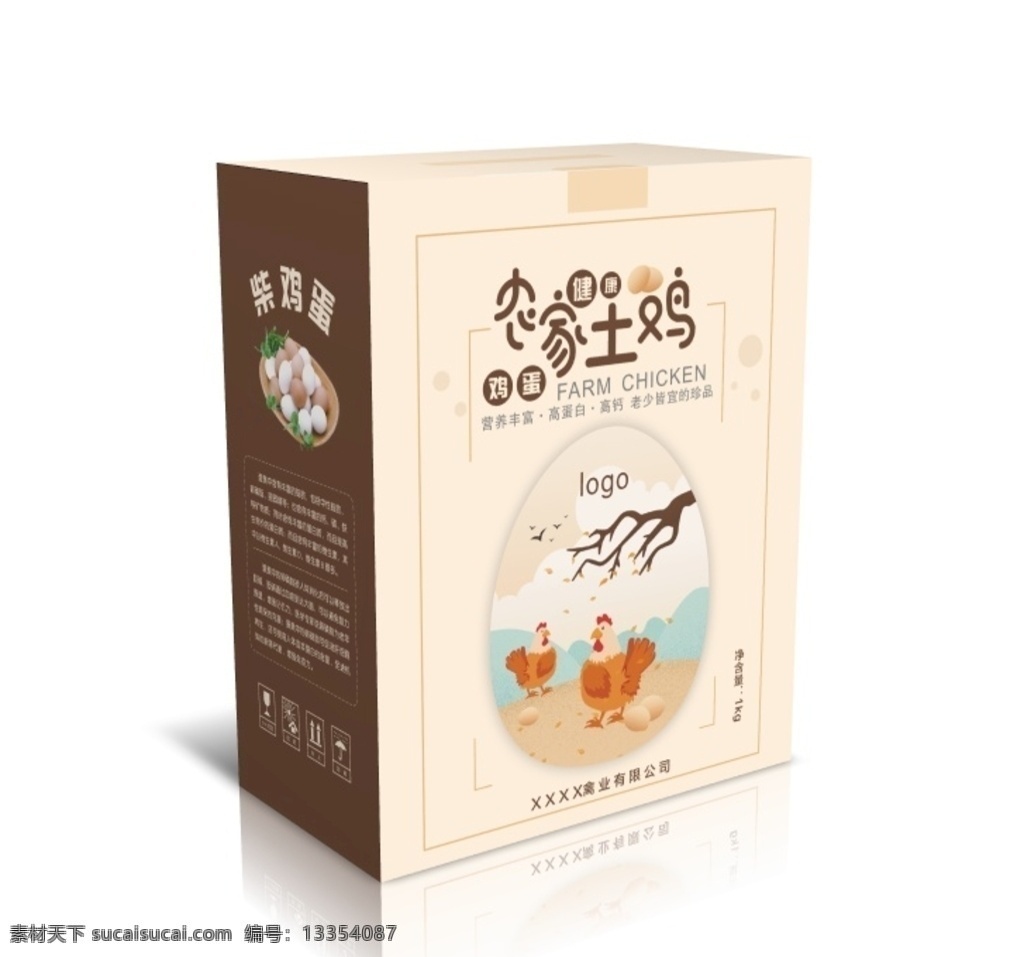 鸡蛋箱 箱子 矢量文件 可编辑 农家鸡蛋 包装设计