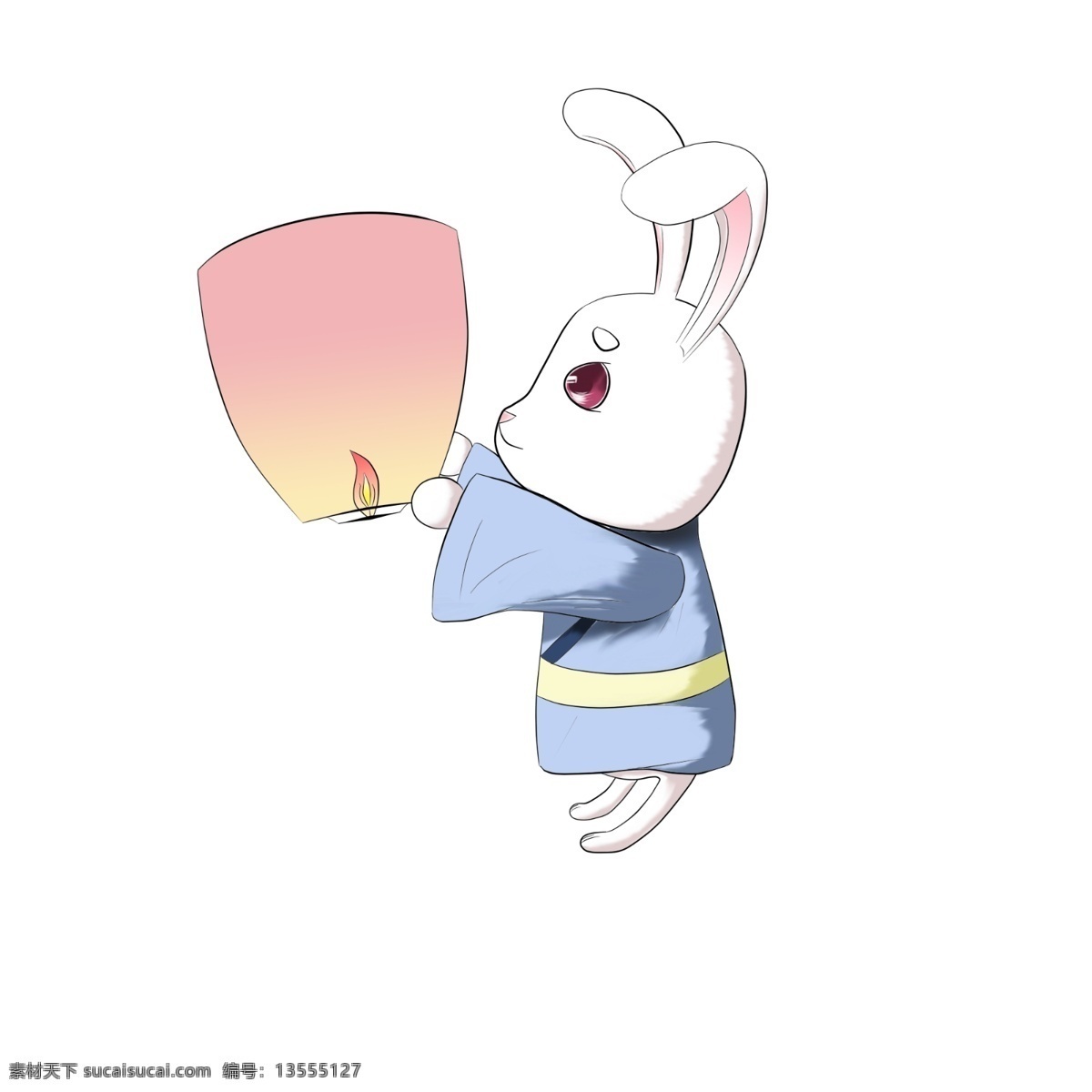 中秋节 月 兔 放 灯 商用 元素 节日 卡通 可爱 兔子 手绘 原创 月兔