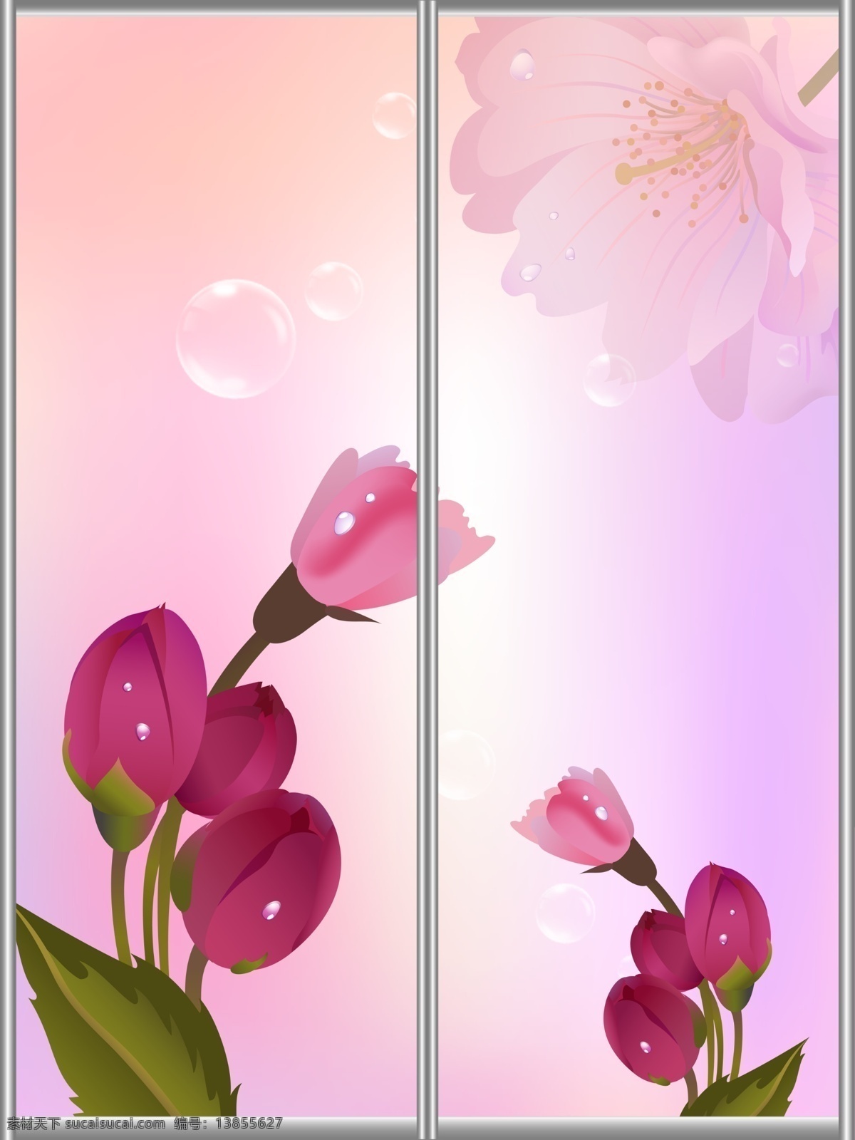 移门 背景 底纹 广告设计模板 花 花朵 梦幻 泡泡 移门源文件 移门图案 源文件 家居装饰素材
