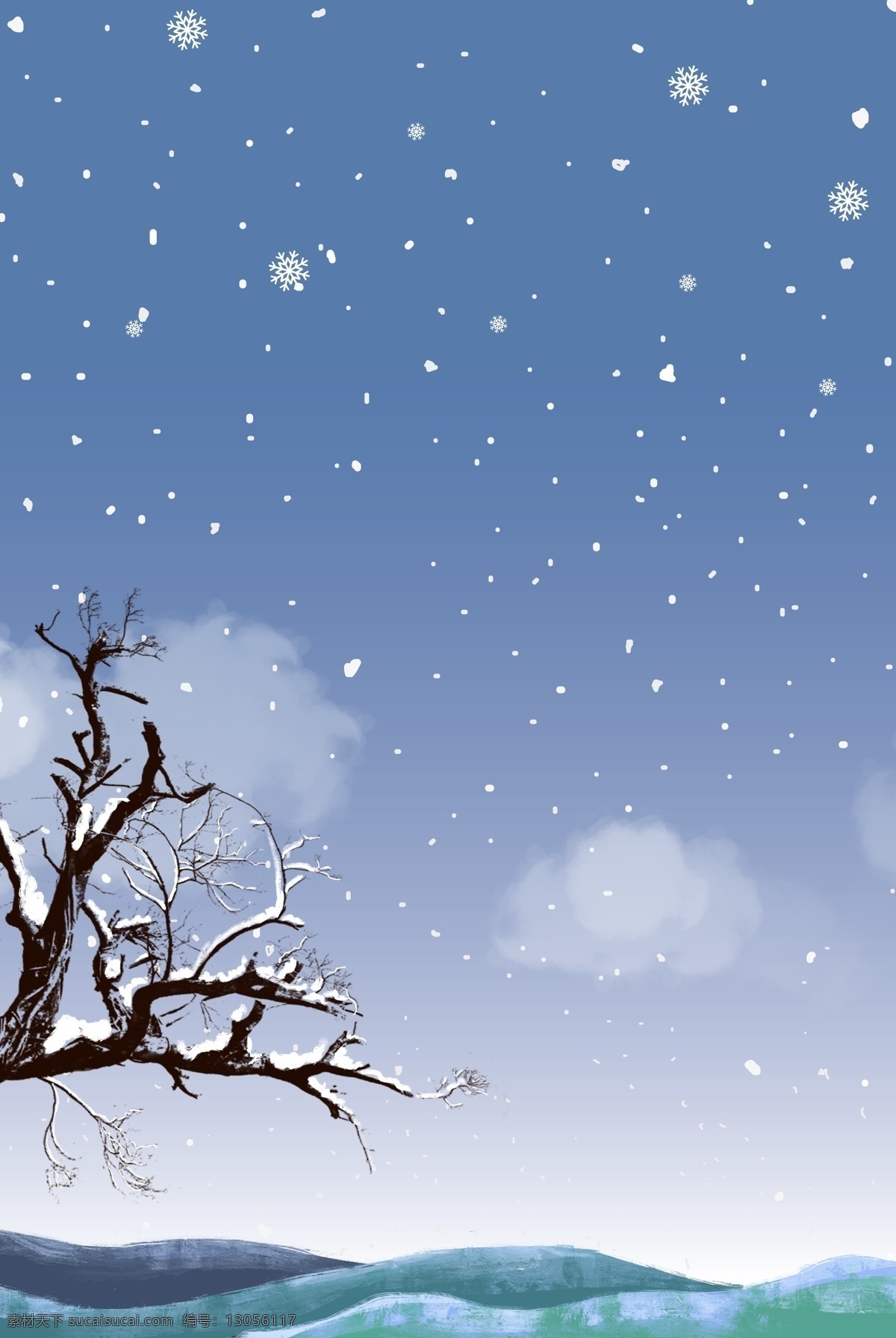 大寒 二十四节气 分层 banner 冬天 雪花 农历节气 冬天的树 创意合成