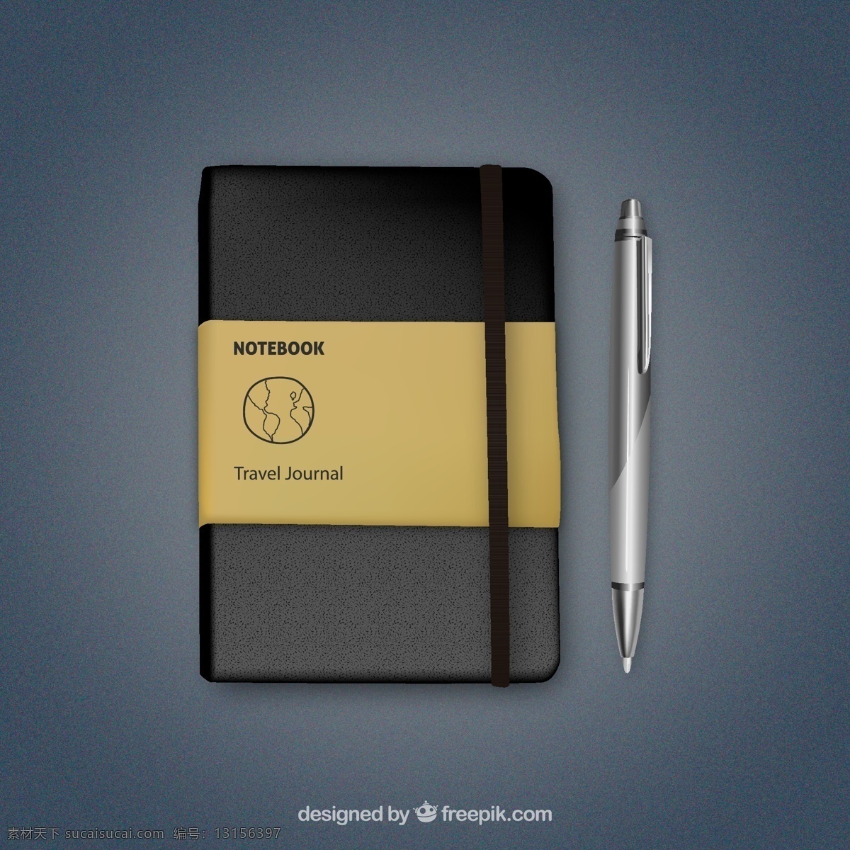 精美 记事本 圆珠笔 矢量图 笔记本 文具 notebook