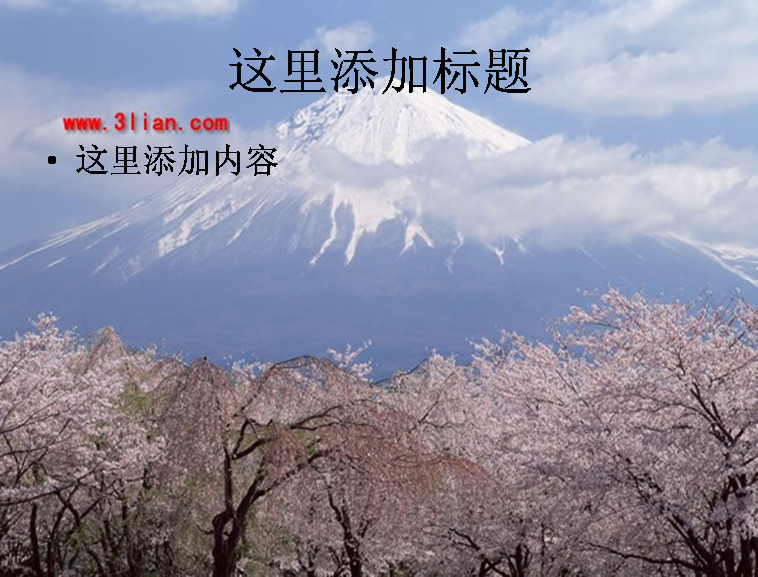 樱花富士山 风景 自然风景 模板 范文