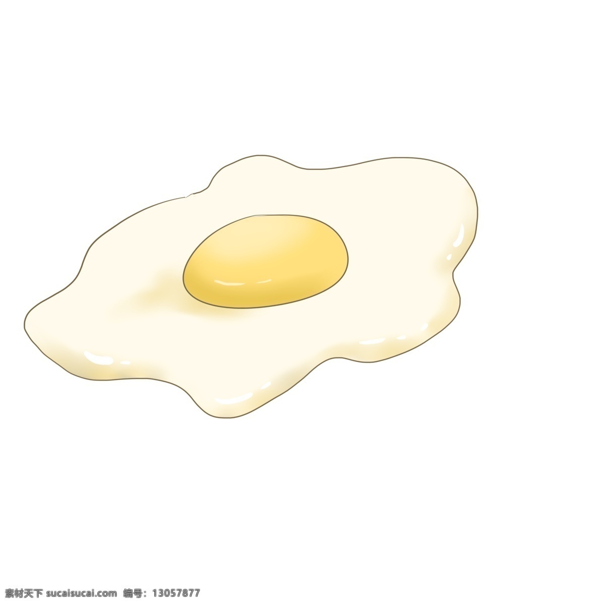 一个 荷包蛋 插画 黄色的蛋黄 白色的蛋清 鸡蛋美味小吃 溏心蛋插画 创意美食插画 营养蛋类