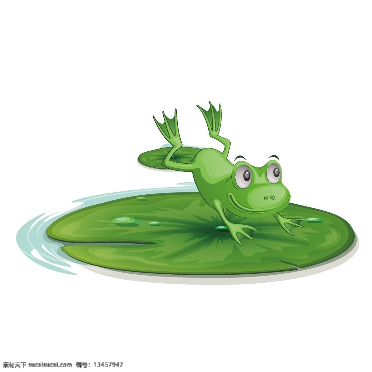 跳 荷叶 青蛙 手绘绿色 跳到荷叶青蛙 扁平 夏季 动物 跳水