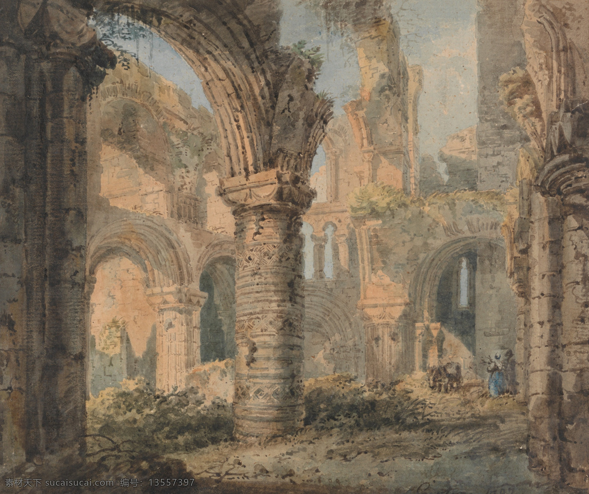 风景油画 托马斯 吉尔丁 油画作品 著名油画 国外油画 西方古典油画 油画 艺术 修道院 建筑 遗址 景观艺术 英国画家 托马斯吉尔丁 英国 耶鲁大学 艺术中心 绘画书法 文化艺术