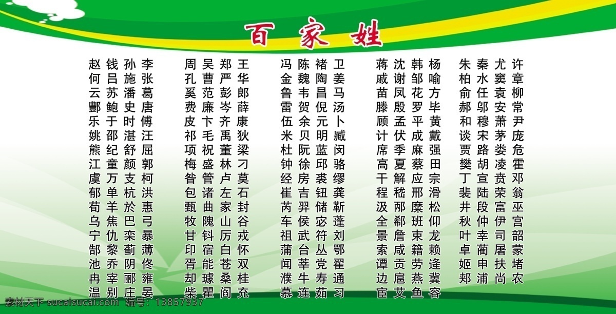 百家姓 绿色 分层 源文件