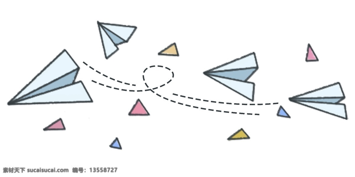 手绘 纸 飞机 分割线 纸飞机 小物分割线 滑行的飞机 蓝色的纸飞机 飞行 虚线 卡通插画