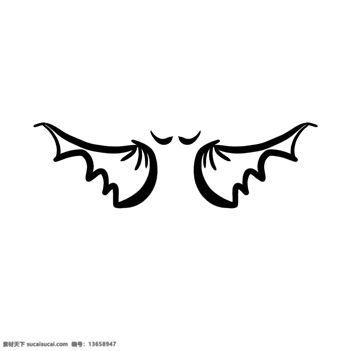手绘 炫 酷 黑色 蝙蝠 双 翅膀 黑色的 蝙蝠侠造型 可爱的 卡通 手绘插画 线条型的 用于ppt 装饰图案 炫酷的 创意 色