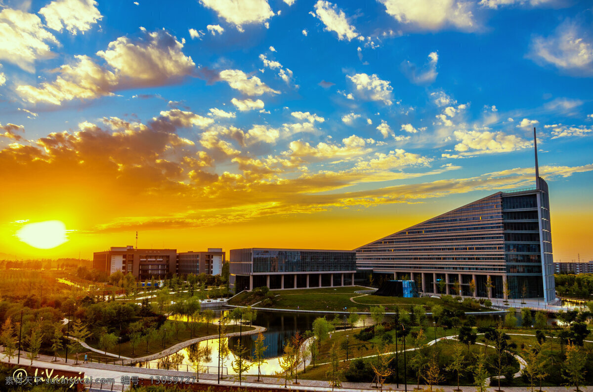 工大日落 西北工业大学 日落 风景 西工大图书馆 美景 自然景观 建筑景观