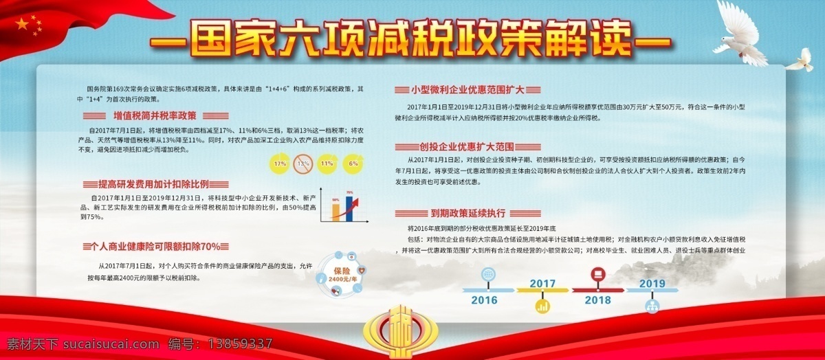 简约 蓝色 国家 减税 政策解读 内容 展板 国家减税政策 减税内容展板 政策