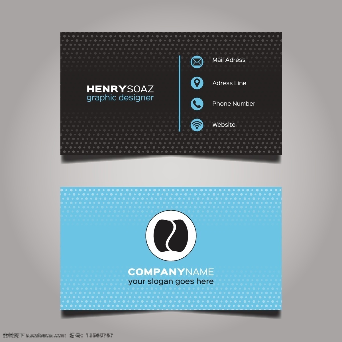 现代 蓝色 名片设计 标识 名片 商务 抽象 卡片 办公 模板 介绍 黑色 公司 抽象标识 文具 企业身份 点 身份 访问卡 灰色