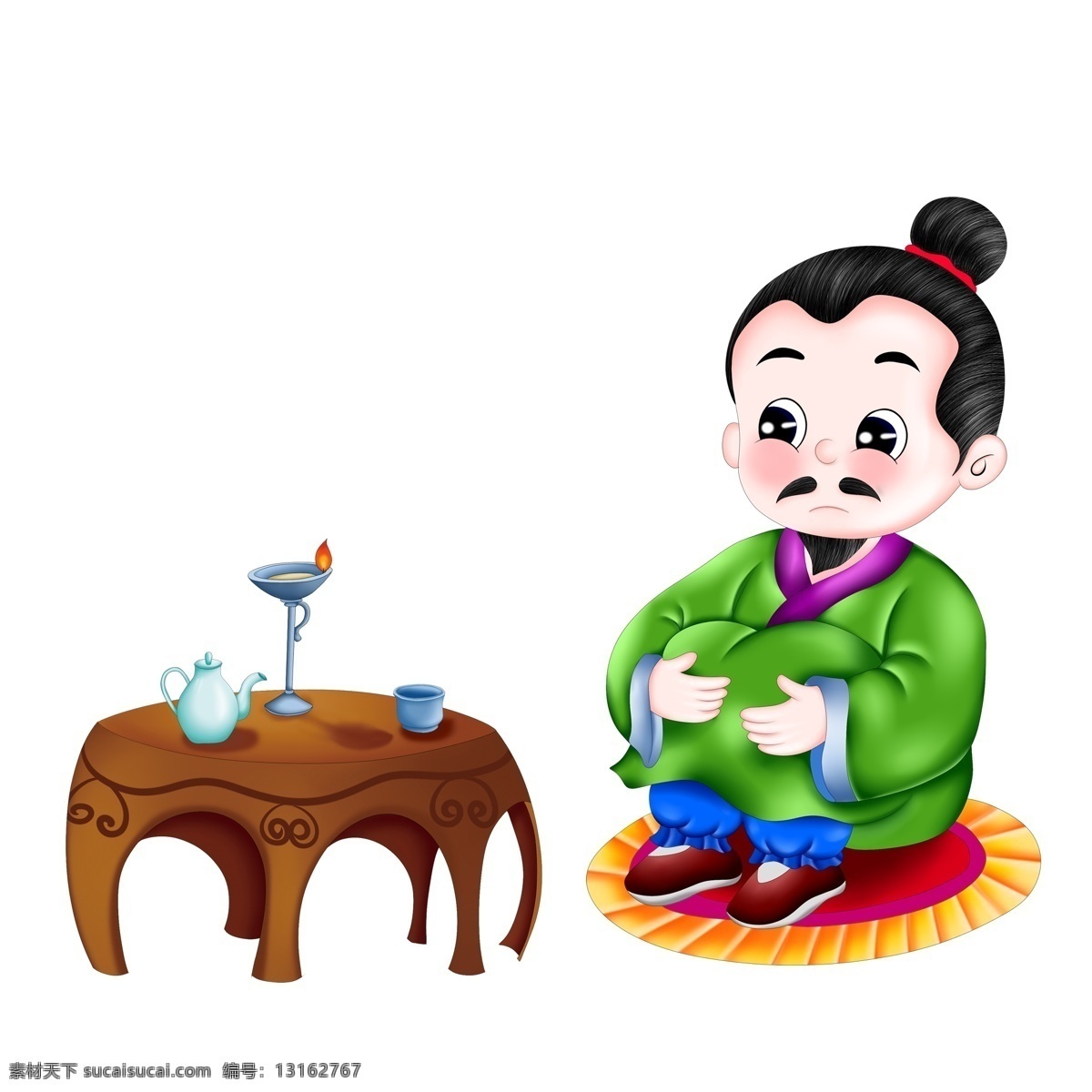 邯郸 冬至 夜 思 家 彩绘 人物 卡通 插画 古代 桌子 手绘 孤独 喝酒 酒壶 烛火