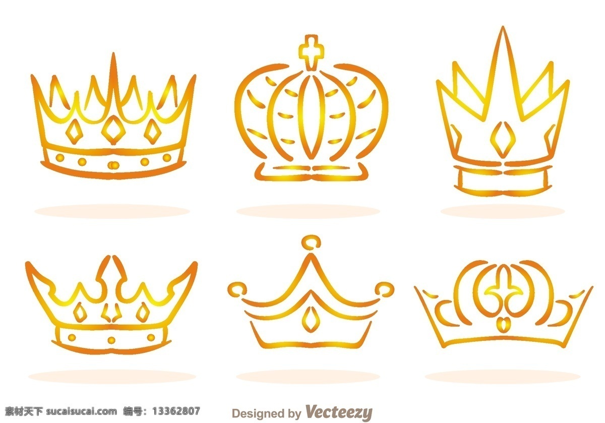 王冠设计图 矢量图 彩色 橙色 白色