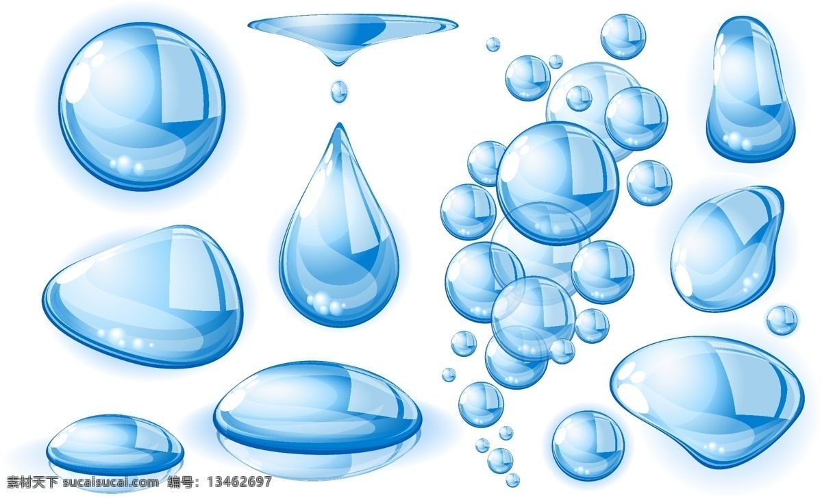 矢量 清亮 水滴 水泡 淡蓝水珠 清亮水滴 晶莹水滴 矢量图 其他矢量图