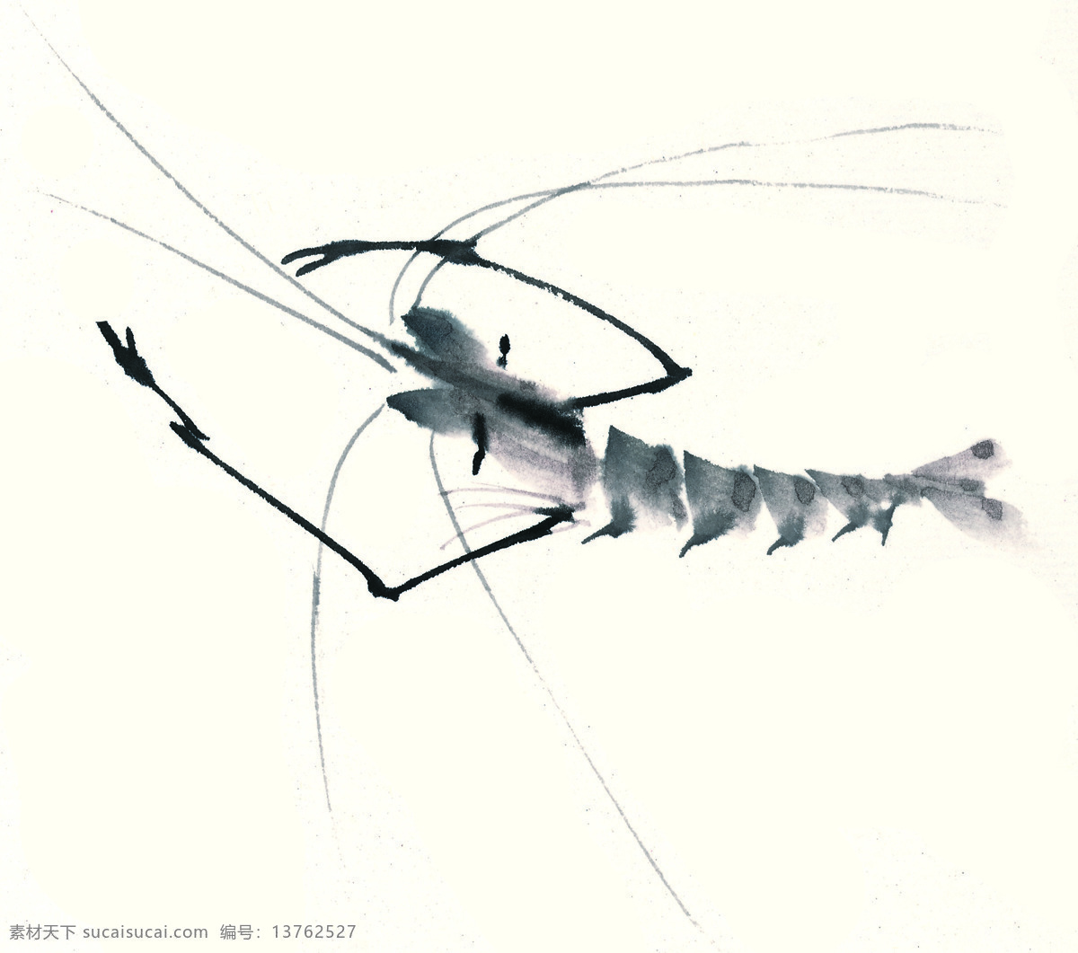 水墨风格的虾 水墨 虾 文化艺术 美术绘画 风格 鱼虾 蟹 设计图库