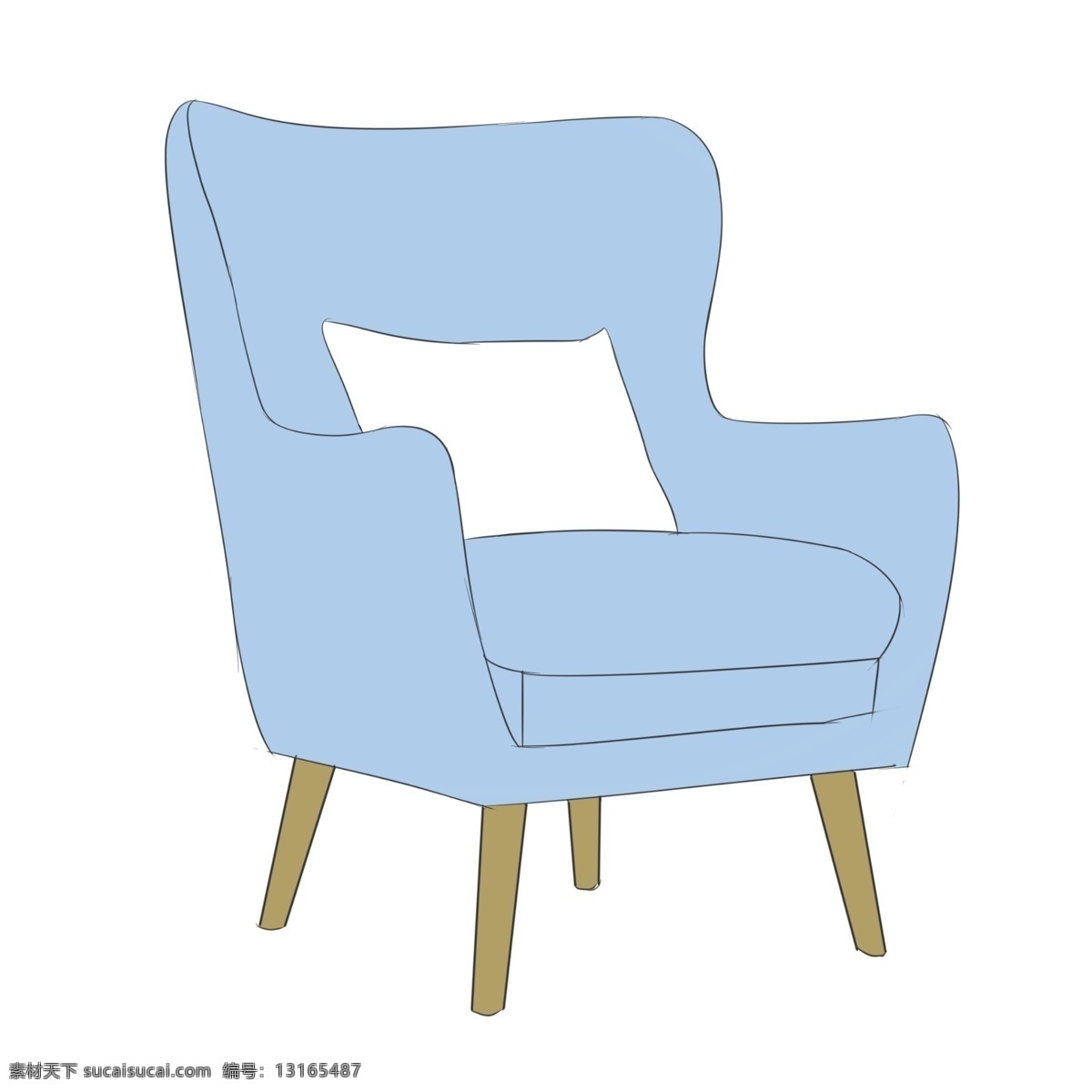 蓝色沙发椅子 沙发 抱枕 座椅
