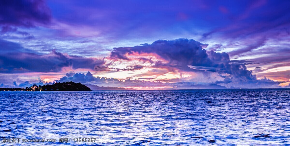 美丽的大海 大海 海景 海天一色 海天一线 海浪 蔚蓝的大海 大海景色 海岛 晚霞 霞光 余晖 落日余晖 自然景观 自然风景