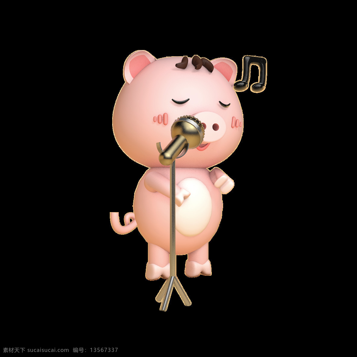 2019 生肖 猪 猪年 原创 商用 元素 音乐 音符 春节 动物 人物 过年 新年 粉嫩 q版 c4d 卡通 手绘 节日 公仔