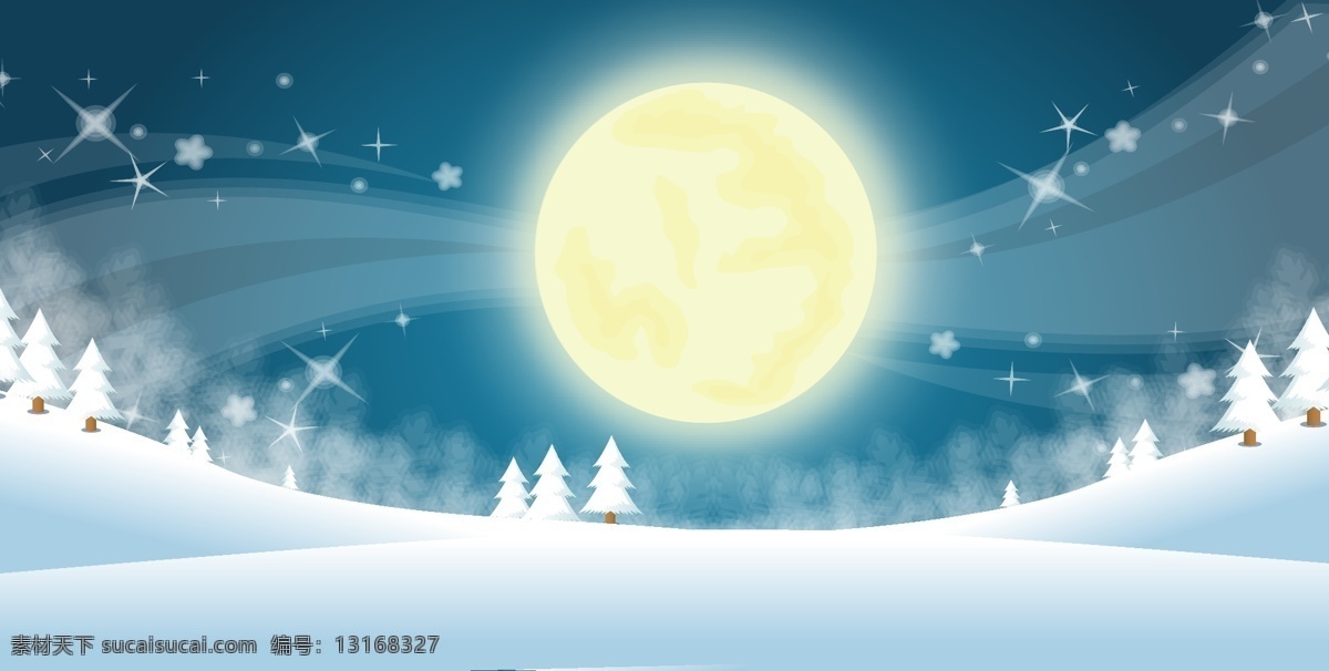夜晚月亮 矢量图 雪景 夜晚 月亮 高清 底纹边框 背景底纹