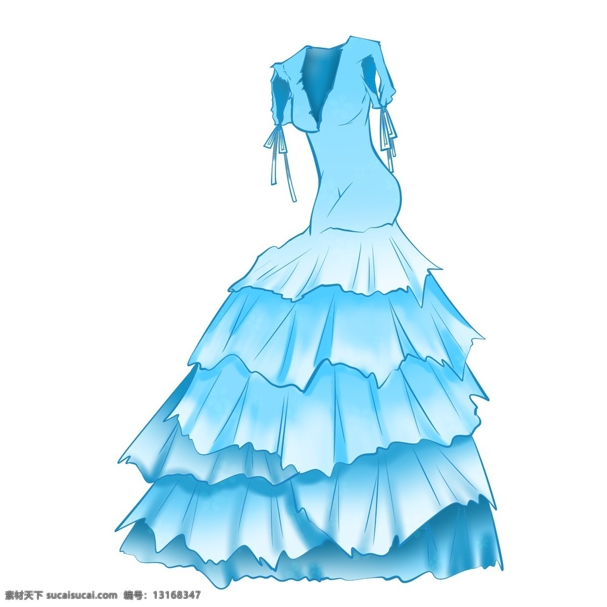 蓝色婚纱裙子 婚纱 长裙 礼服