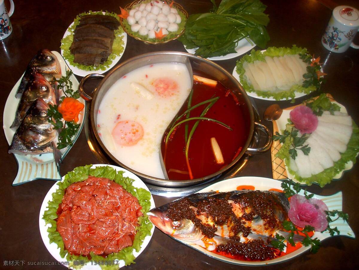 餐饮 餐饮美食 传统美食 火锅 麻辣 美食 小肥羊 羊肉 涮锅子 鸳鸯锅 配料 清汤 鱼头 psd源文件