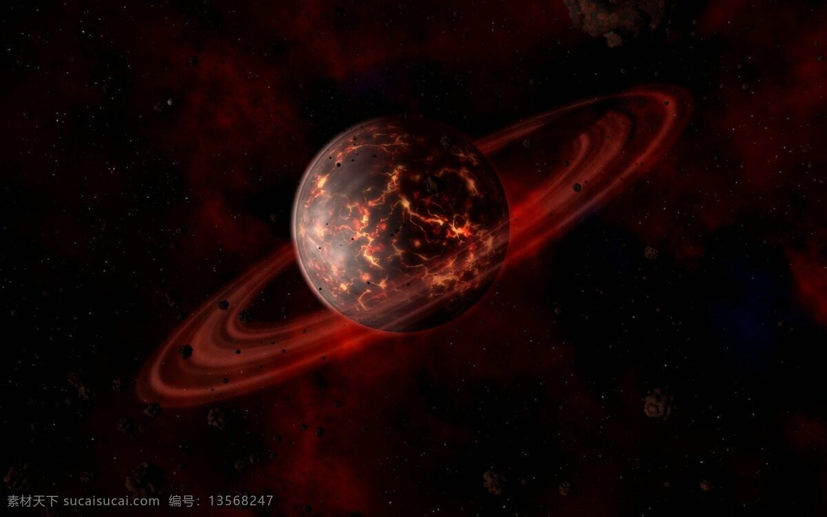 红色 星球 星云 彗星 红色球圈 背景图片